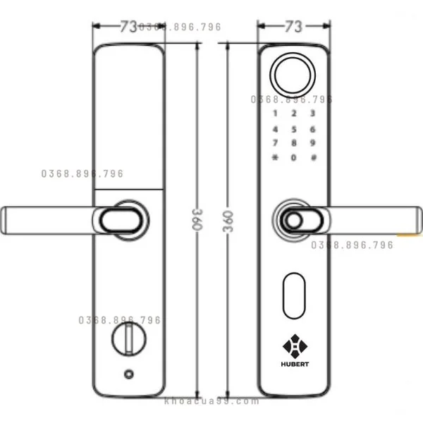 Khóa cửa vân tay Hubert HBCG66 camera chuông cửa