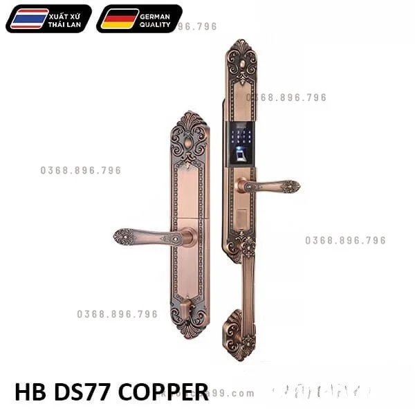 Khóa cửa vân tay đại sảnh tân cổ điển Hubert HBDS77 COPPER