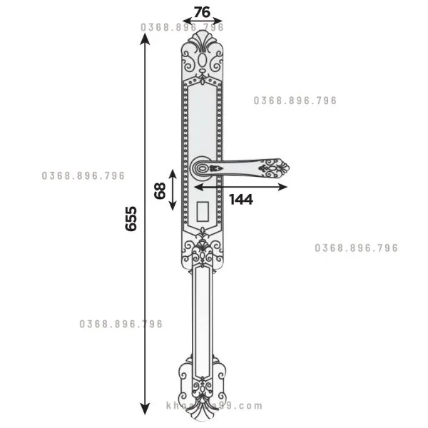 Khóa cửa vân tay đại sảnh tân cổ điển Hubert HBDS77 COPPER